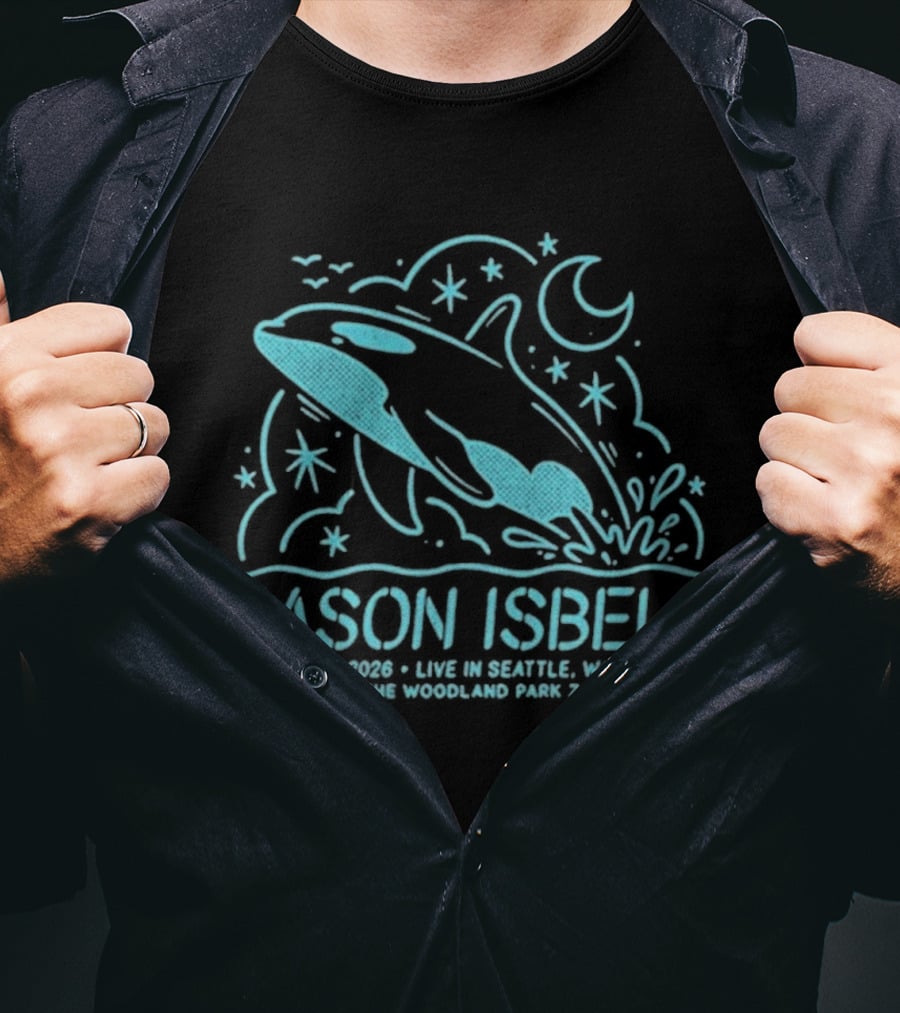 Jason Isbell Aug 13 2026 Seattle Woodland Park Zoo Whale Moon Stars T-Shirt