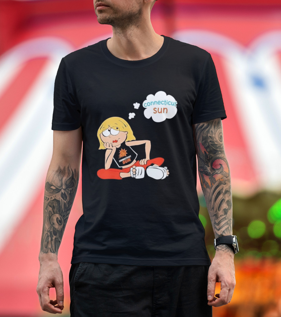 Connecticut Sun WNBA Cartoon Blonde Girl Thought Bubble T-Shirt