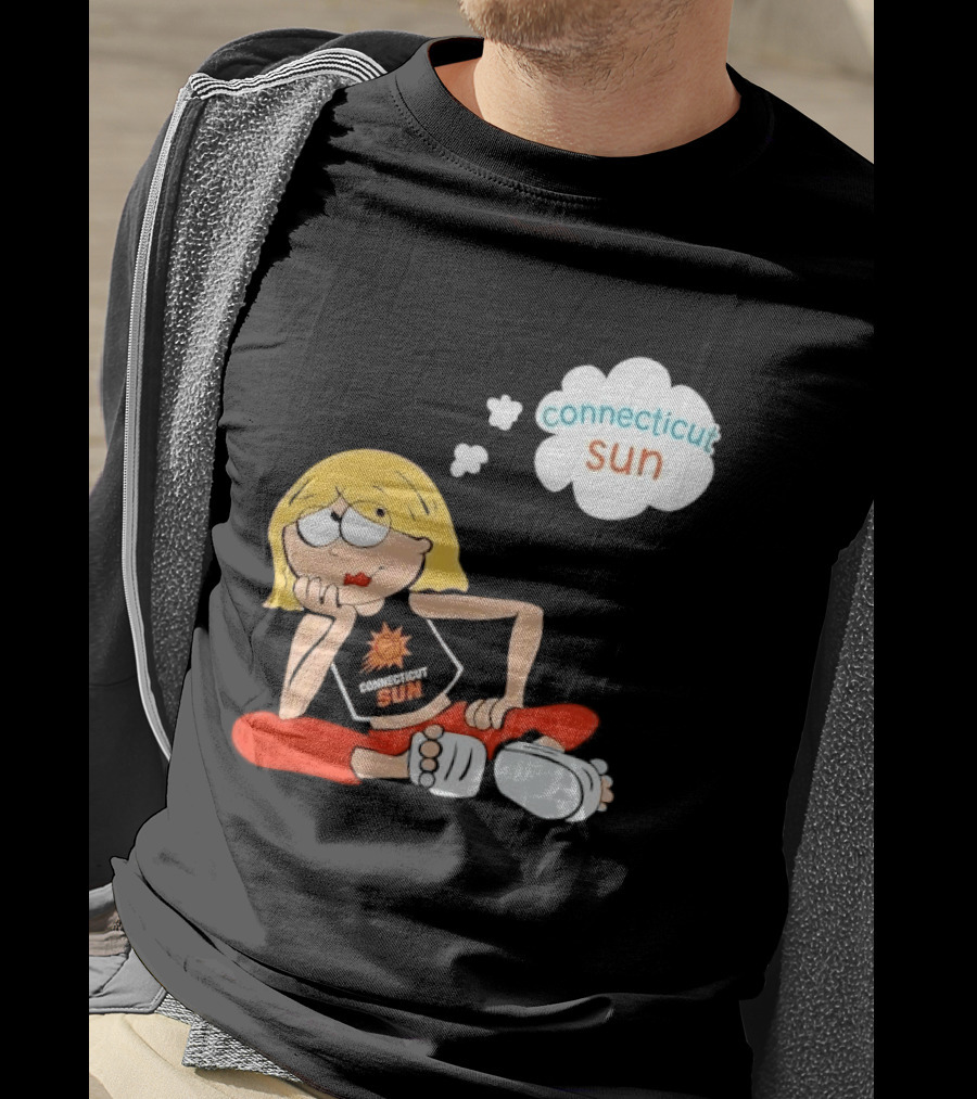 Connecticut Sun WNBA Cartoon Blonde Girl Thought Bubble T-Shirt