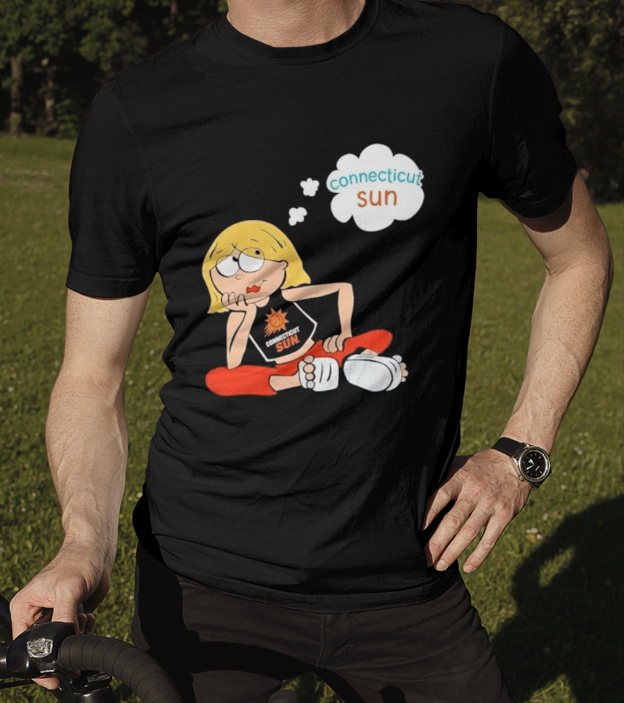 Connecticut Sun WNBA Cartoon Blonde Girl Thought Bubble T-Shirt