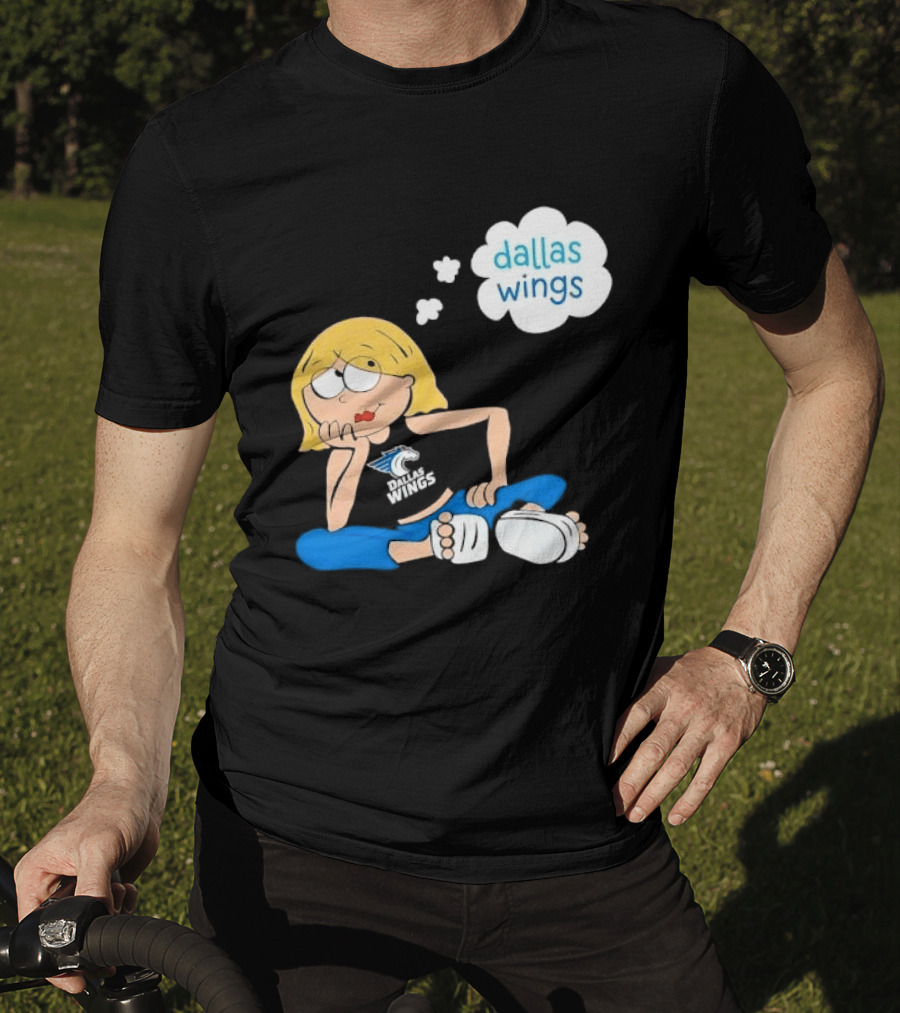 Dallas Wings WNBA Cartoon Blonde Girl Daydreaming Thought Bubble T-Shirt