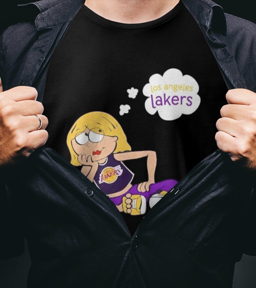 Los Angeles Lakers Cartoon Girl Daydreaming Thought Bubble T-Shirt