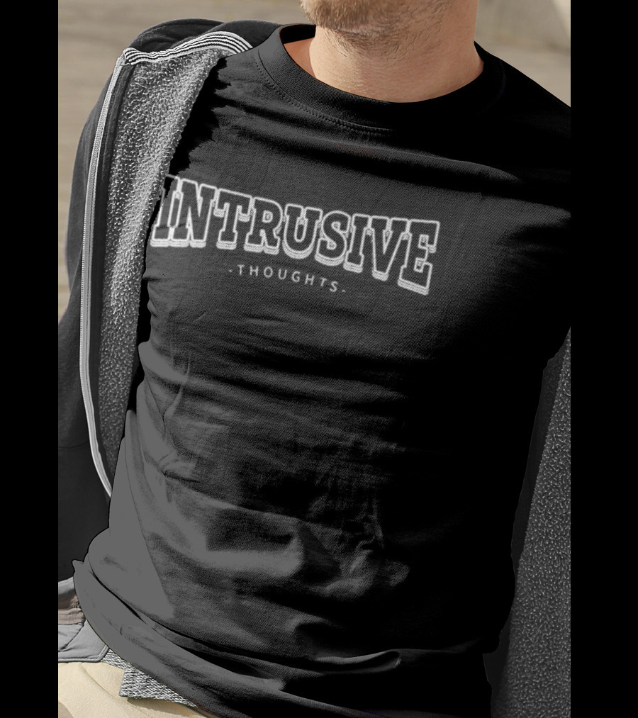 Fred Beyer Intrusive Thoughts Text Distressed White T-Shirt