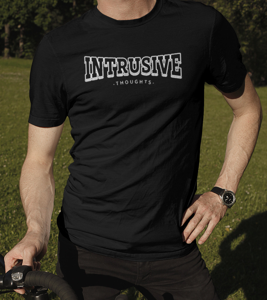 Fred Beyer Intrusive Thoughts Text Distressed White T-Shirt