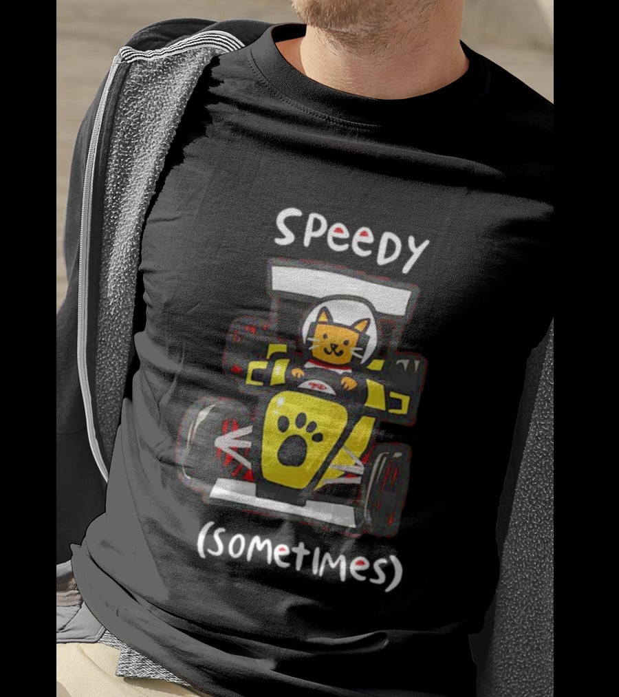 Speedy Sometimes Cat Racecar Paw Print Racing T-Shirt