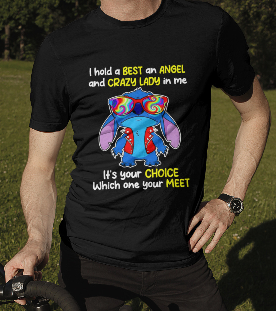 Stitch Disney Best Angel Crazy Lady Choice Meet T-Shirt