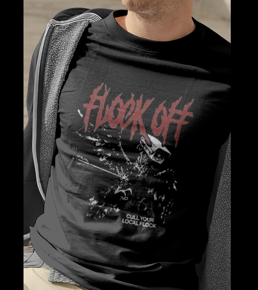 Tucker Carlson Flock Off Cull Your Local Flock Skeleton Bird Red T-Shirt