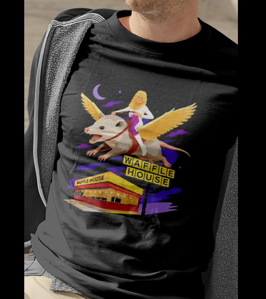 Waffle House Dolly Parton Flying Opossum Adventure T-Shirt