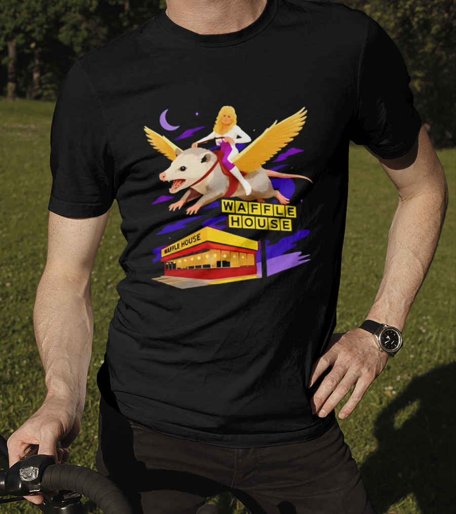 Waffle House Dolly Parton Flying Opossum Adventure T-Shirt