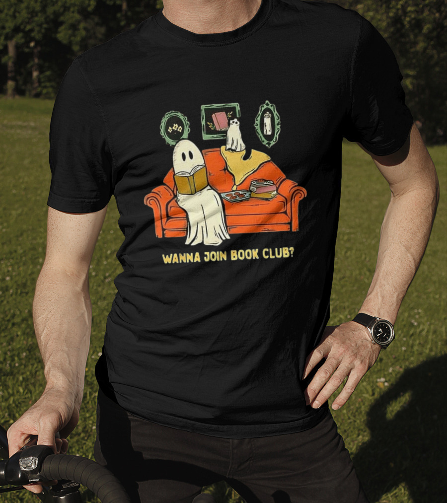 Wanna Join Book Club Ghost Cat Spooky Halloween Cookies T-Shirt