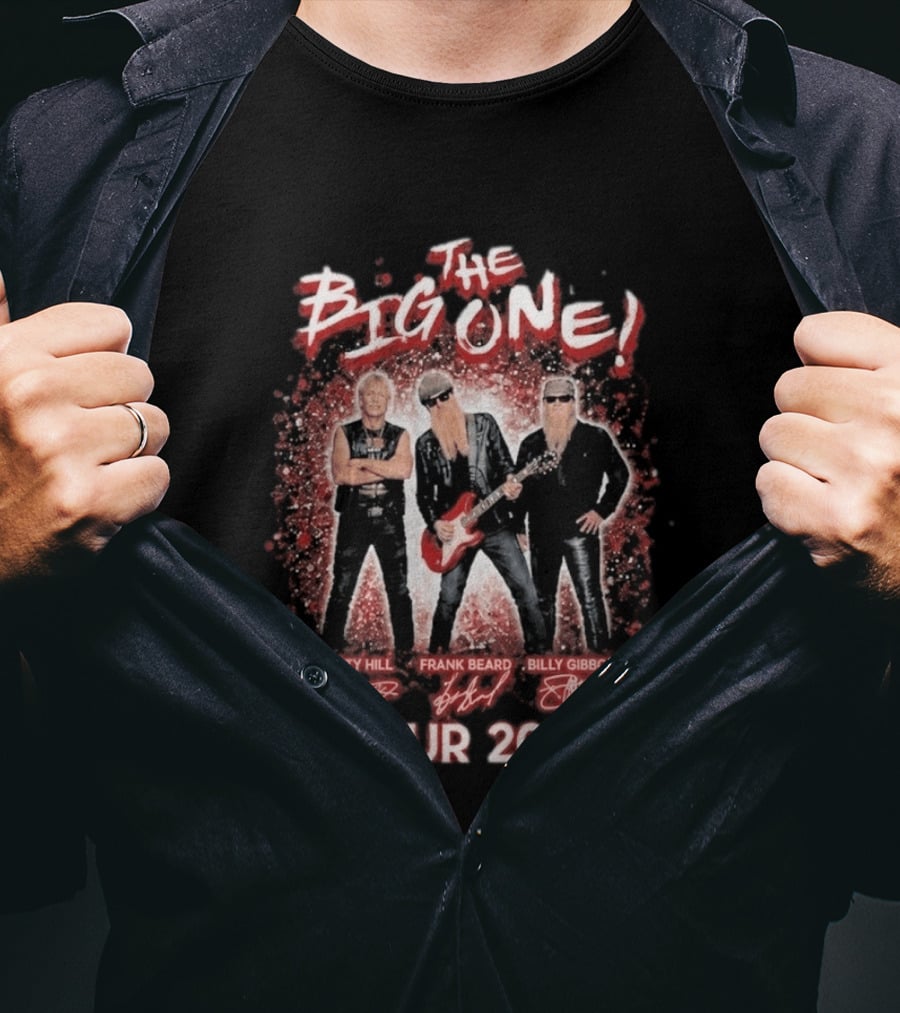 ZZ Top The Big One Tour 2026 Dusty Hill Frank Beard Billy Gibbons Signatures T-Shirt