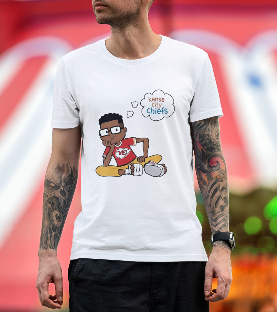Kansas City Chiefs Cartoon Boy Thought Bubble Sitting With KC T-Shirt