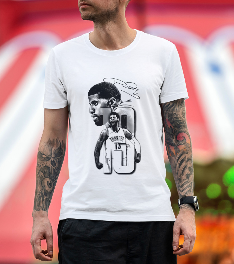 Paul George Oklahoma City Thunder Basketball Player Sketch T-Shirt