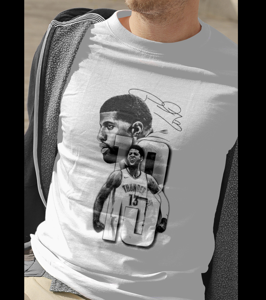 Paul George Oklahoma City Thunder Basketball Player Sketch T-Shirt