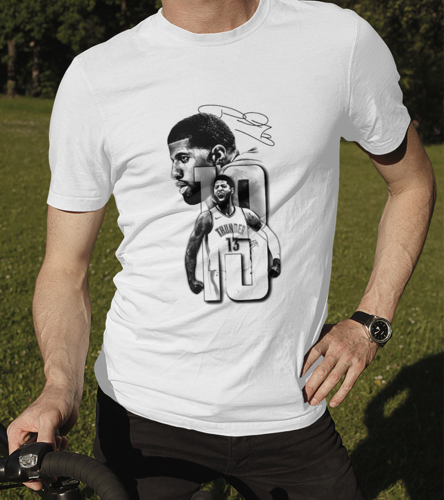 Paul George Oklahoma City Thunder Basketball Player Sketch T-Shirt