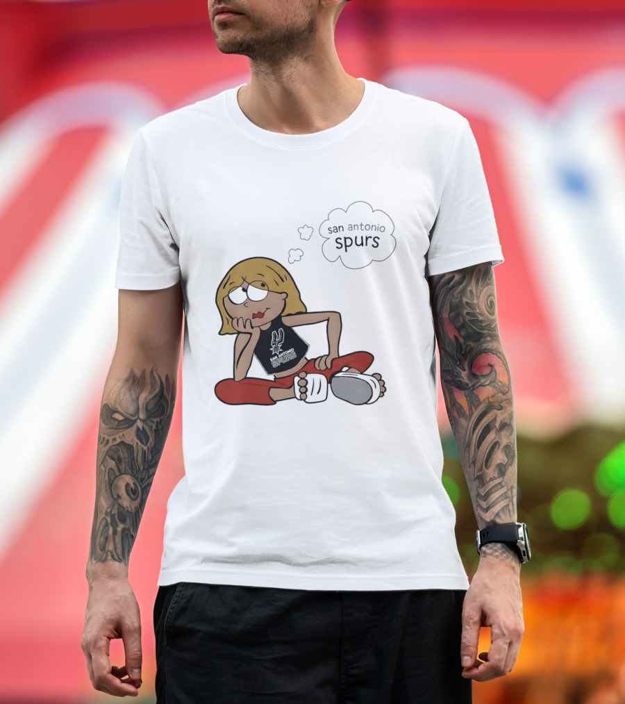 San Antonio Spurs Cartoon Blonde Girl Thought Bubble Daydreaming T-Shirt