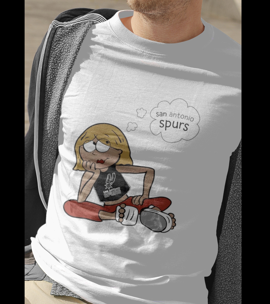 San Antonio Spurs Cartoon Blonde Girl Thought Bubble Daydreaming T-Shirt