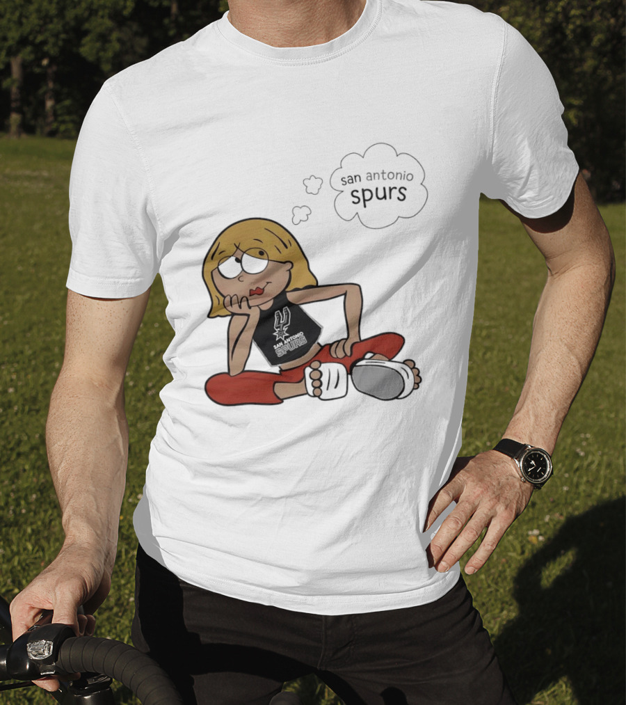 San Antonio Spurs Cartoon Blonde Girl Thought Bubble Daydreaming T-Shirt