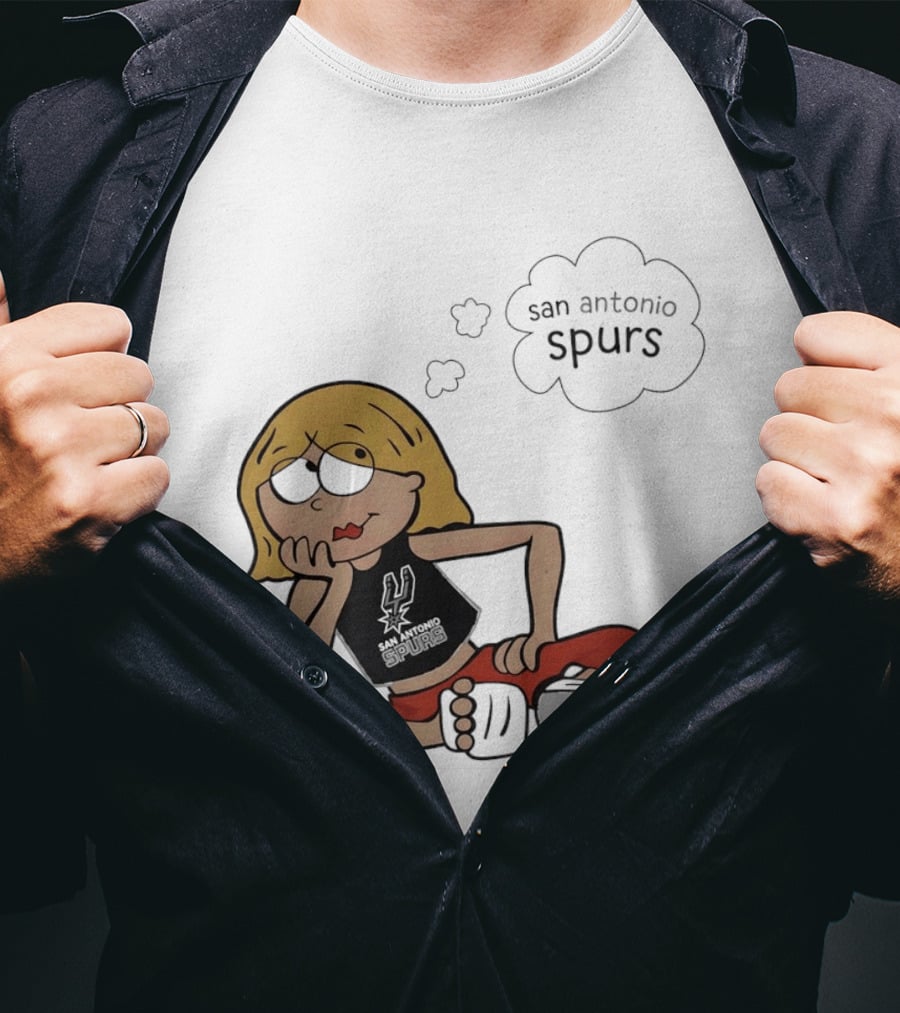 San Antonio Spurs Cartoon Blonde Girl Thought Bubble Daydreaming T-Shirt