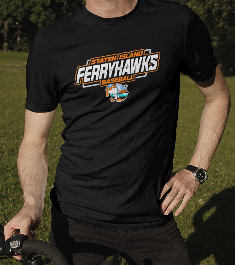 Staten Island Ferryhawks Baseball Cartoon Bird Player T-Shirt