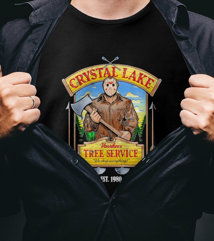 Crystal Lake Voorhees Tree Service We Chop Everything Est 1980 T-Shirt