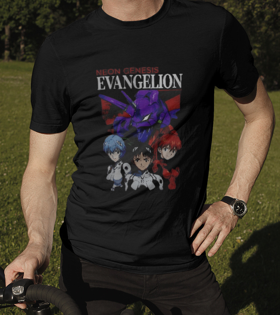Neon Genesis Evangelion Rei Asuka Shinji With Unit 01 T-Shirt
