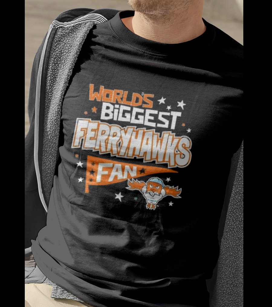 World's Biggest Staten Island Ferryhawks Fan Cartoon Pennant With Stars T-Shirt