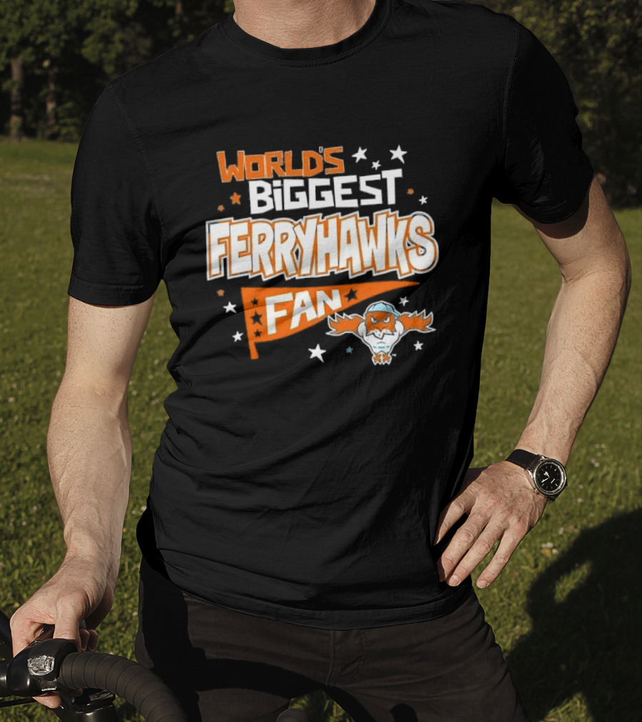 World's Biggest Staten Island Ferryhawks Fan Cartoon Pennant With Stars T-Shirt