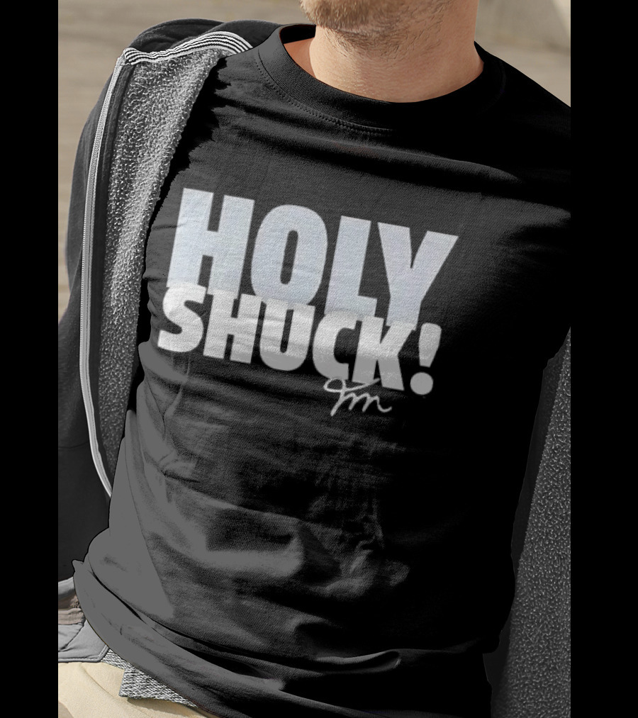 Holy Shuck Overlapping Stacked Cursive Script Signature T-Shirt