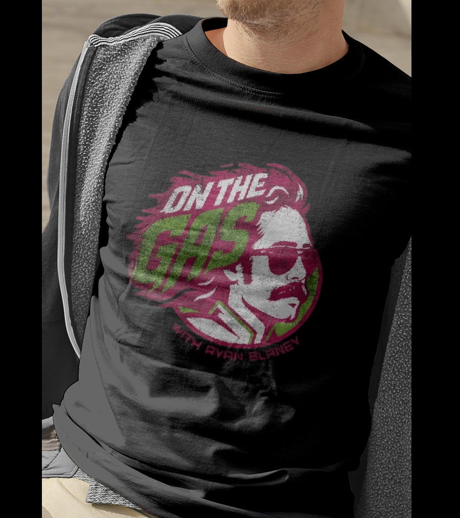 On The Gas With Ryan Blaney Racing Style Retro Hair Sunglasses T-Shirt