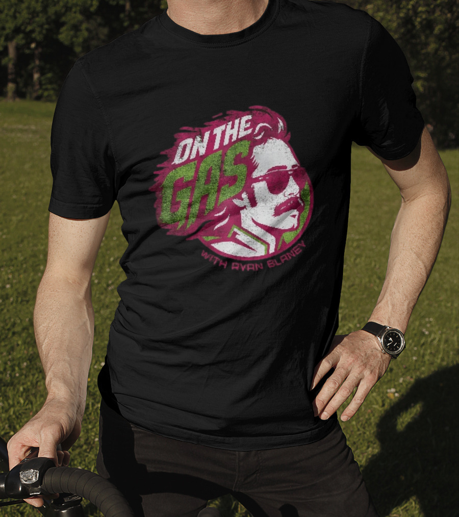 On The Gas With Ryan Blaney Racing Style Retro Hair Sunglasses T-Shirt