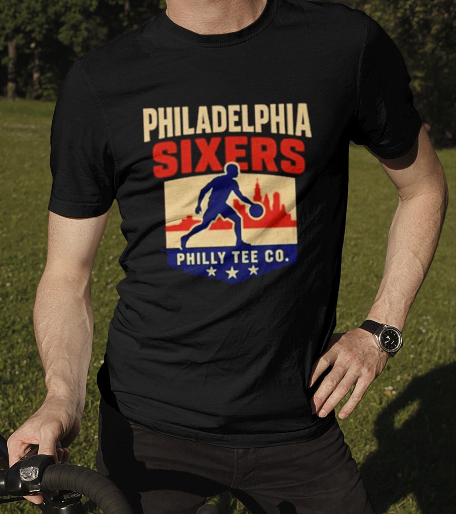 Philadelphia Sixers Dribble Philly Co Retro Skyline T-Shirt