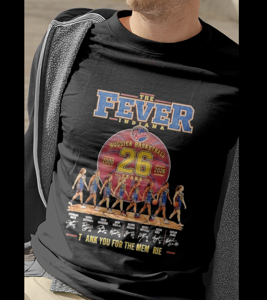 Indiana Fever 26 Years 2000 2026 Hoosier Basketball Memories Signatures T-Shirt