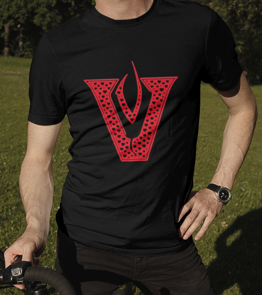 Red V Filled Hearts Flame T-Shirt