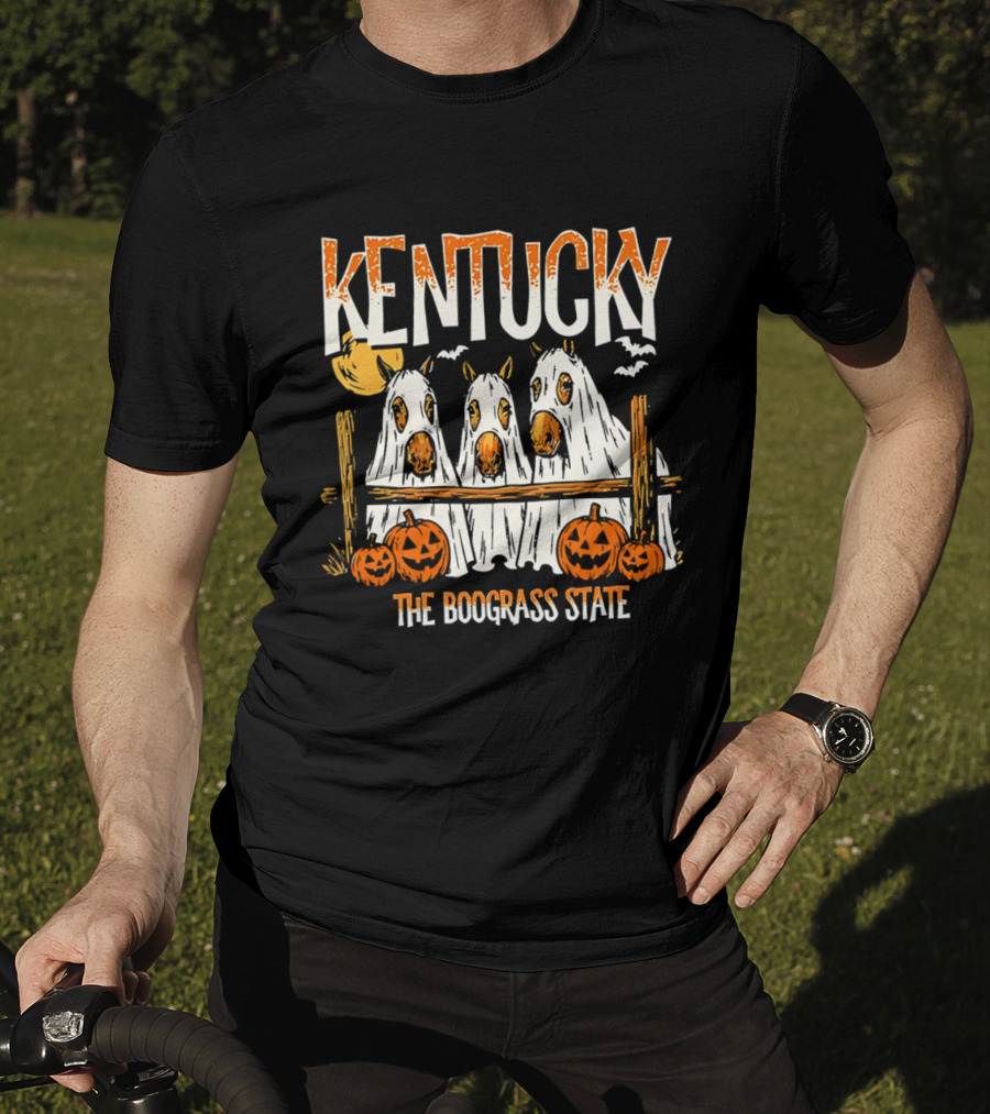 Kentucky Halloween Ghost Horses Pumpkin Boograss State T-Shirt
