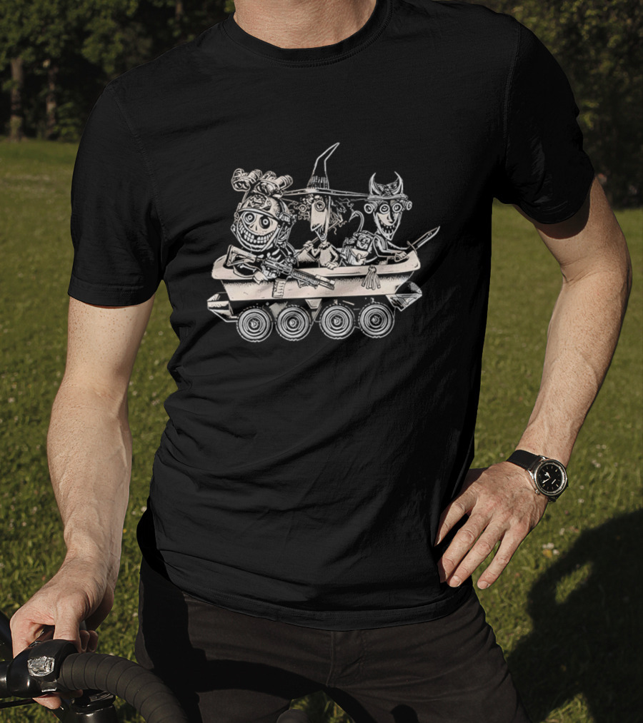 Tactical Nightmare Cartoon Characters Riding Armored Vehicle T-Shirt