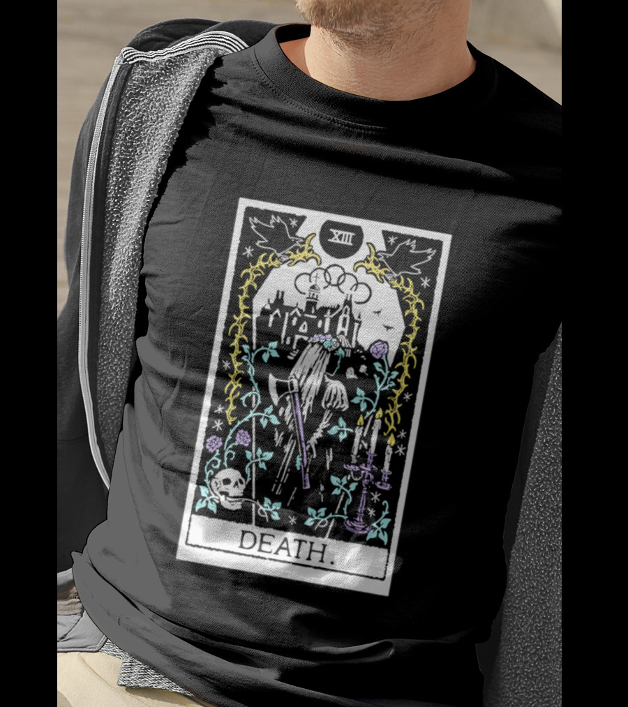 XIII Death Tarot Card Gothic Skull And Scythe T-Shirt