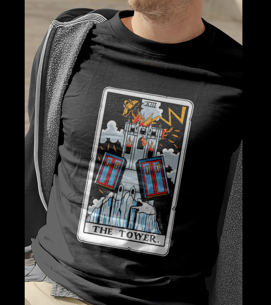 Doctor Who TARDIS Tarot Card Tower XIII T-Shirt
