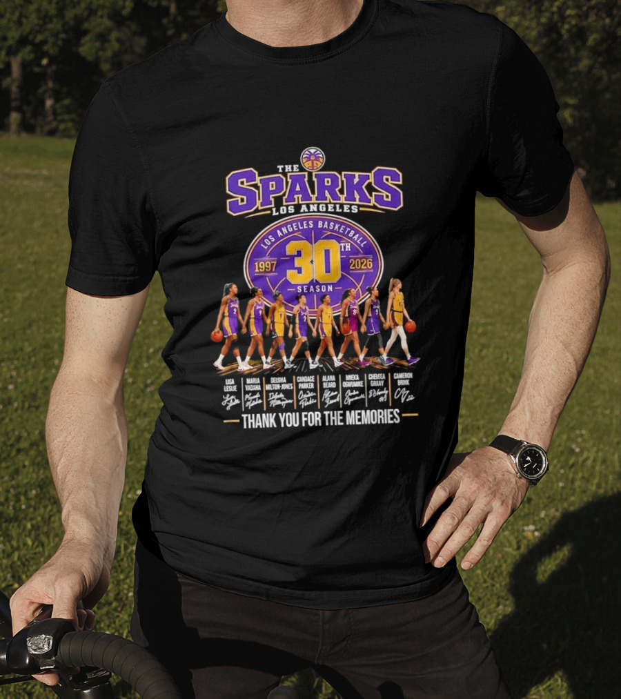 Los Angeles Sparks 30th Season 1997 2026 Basketball Thank You For The Memories Signatures T-Shirt