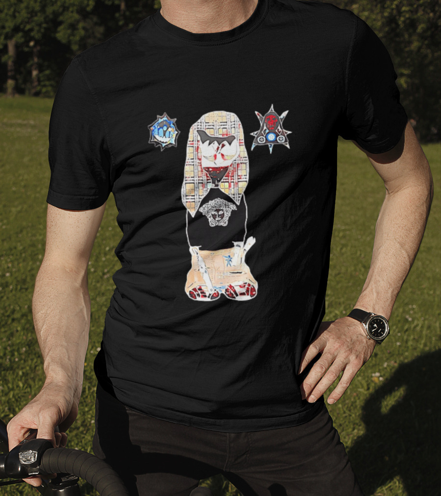Medusa Head Cotton Streetwear With Plaid Pattern And Abstract T-Shirt