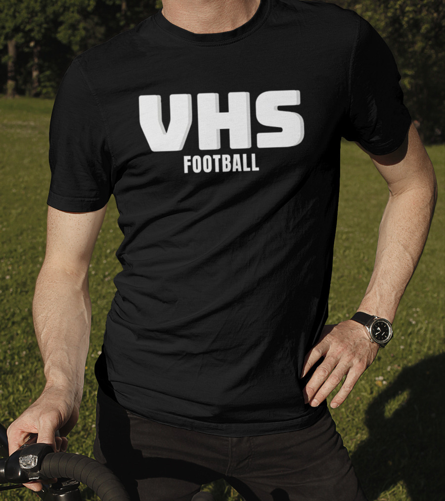 VHS Football Light Grey Textured Block Drop Shadow T-Shirt