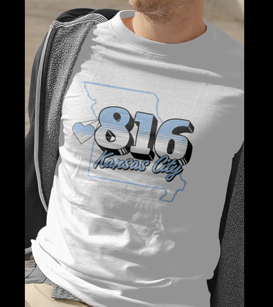 816 Kansas City Heart Map Love T-Shirt