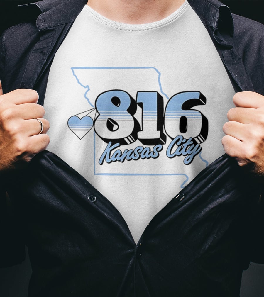 816 Kansas City Heart Map Love T-Shirt