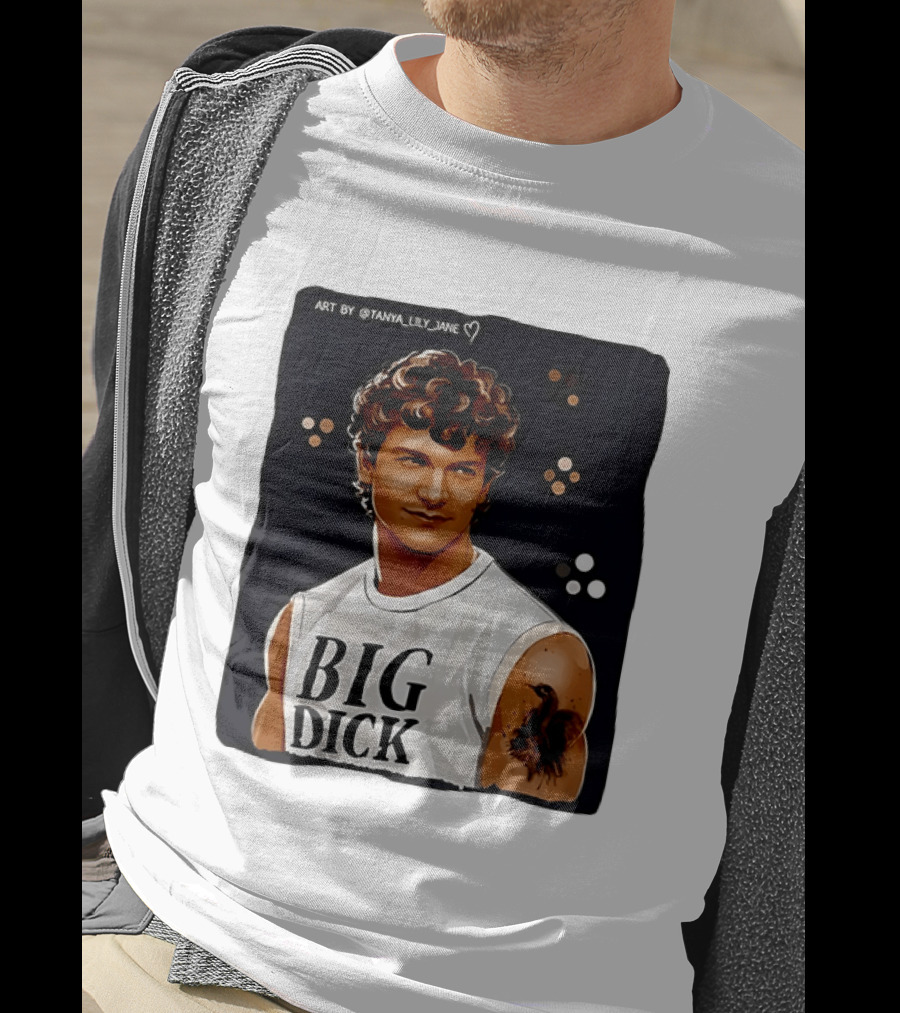 Tanya Lily Jane Big Dick Art Featuring Curly Haired Man T-Shirt
