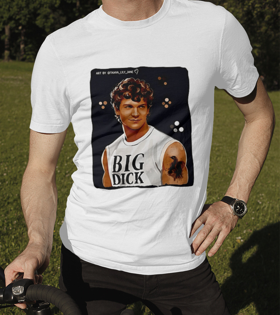 Tanya Lily Jane Big Dick Art Featuring Curly Haired Man T-Shirt