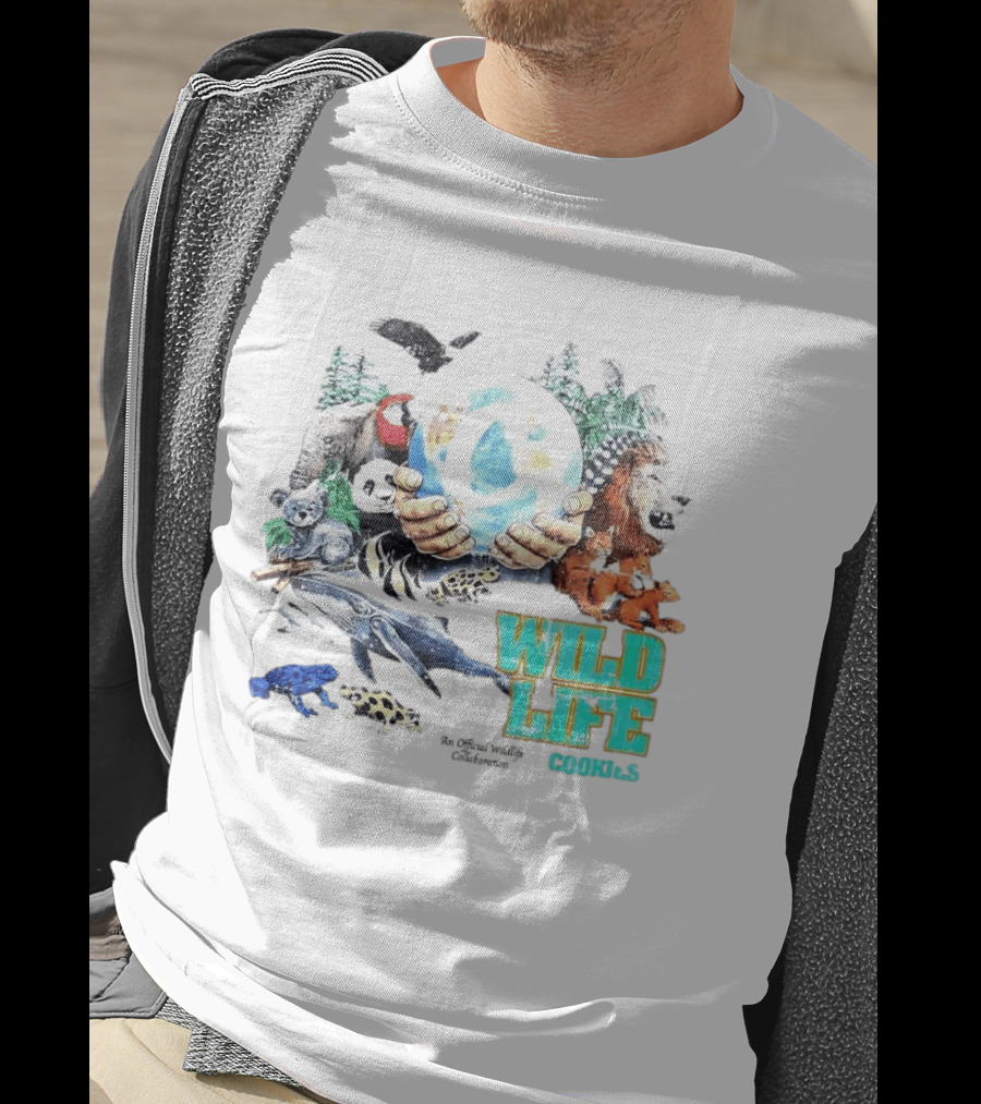 Cookies Wild Life An Official Wildlife Collaboration Hands Holding Globe Earth Animals T-Shirt