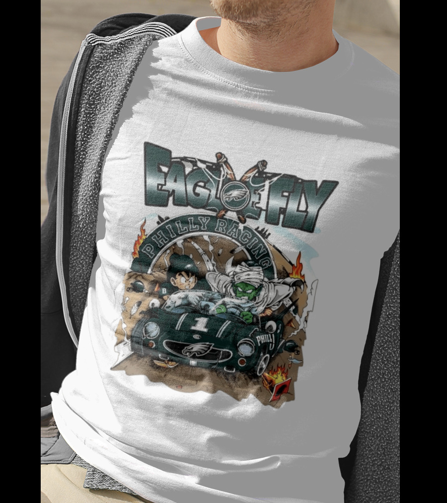 Eagle Fly Philly Racing Philadelphia Eagles Anime Characters Driving Race Car T-Shirt