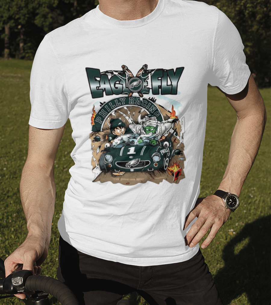 Eagle Fly Philly Racing Philadelphia Eagles Anime Characters Driving Race Car T-Shirt