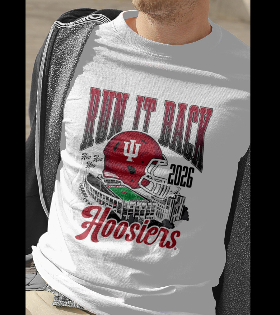 Run It Back Hoo Hoo Hoo 2026 Hoosiers Indiana University Football Stadium Helmet T-Shirt