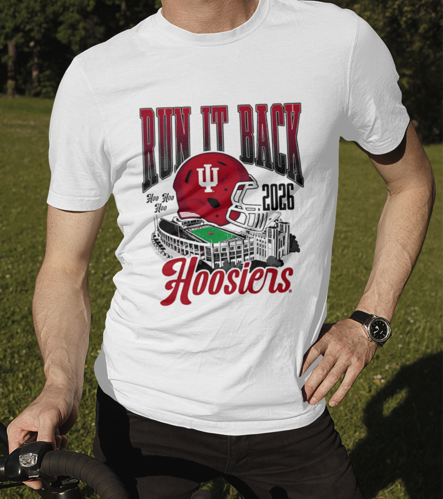 Run It Back Hoo Hoo Hoo 2026 Hoosiers Indiana University Football Stadium Helmet T-Shirt
